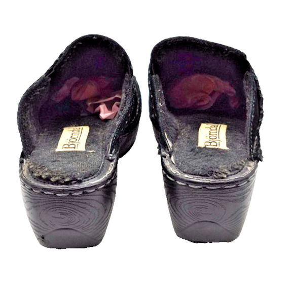 Bjorndal Women's Clogs Shoes Wedge Mules Sygma Black Leather Platform Size 7 M - Picture 5 of 10